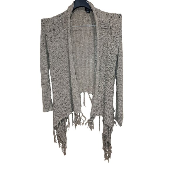 Rue21 Womens Large Open Front Knit Cardigan Fringe Hem Boho Festival Sweater - Picture 1 of 6